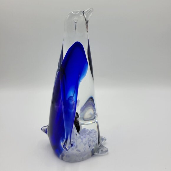 Vintage Art Glass Paperweight Penguin Figurine With Penguins Inside 8" Tall - Picture 5 of 13